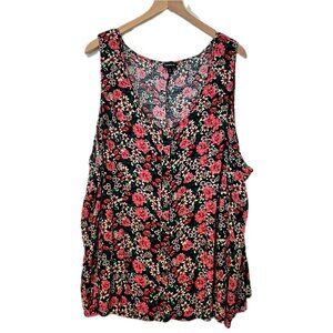 Torrid Black & Bright Floral Print Tank Top - Size 5X